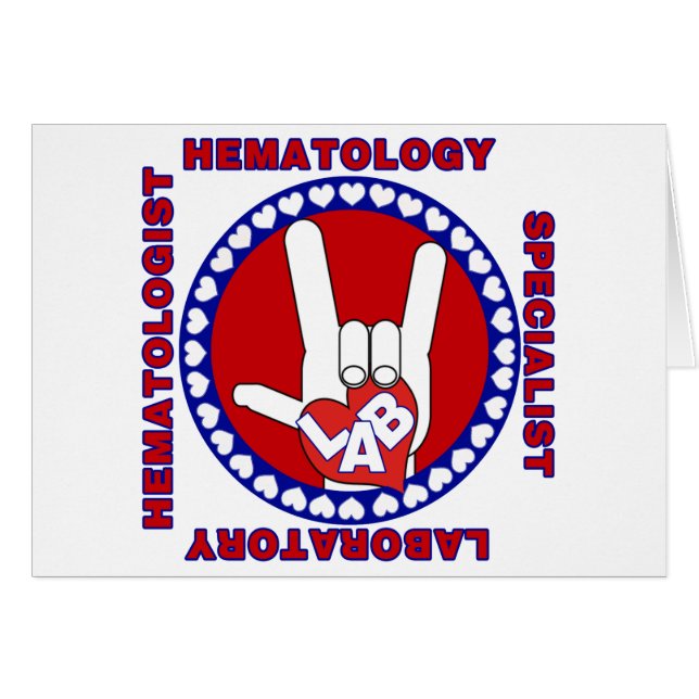 HEMATOLOGIST HEMATOLOGY LAB SPECIALIST SQUARE LOGO HÄLSNINGSKORT (Framsidan Horizontal)