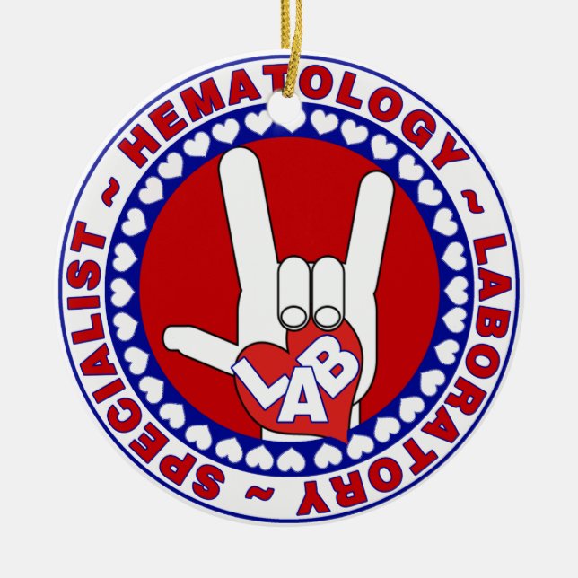 HEMATOLOGIST HEMATOLOGY SPECIALIST LOGOTYP ROUND JULGRANSPRYDNAD KERAMIK (Framsidan)