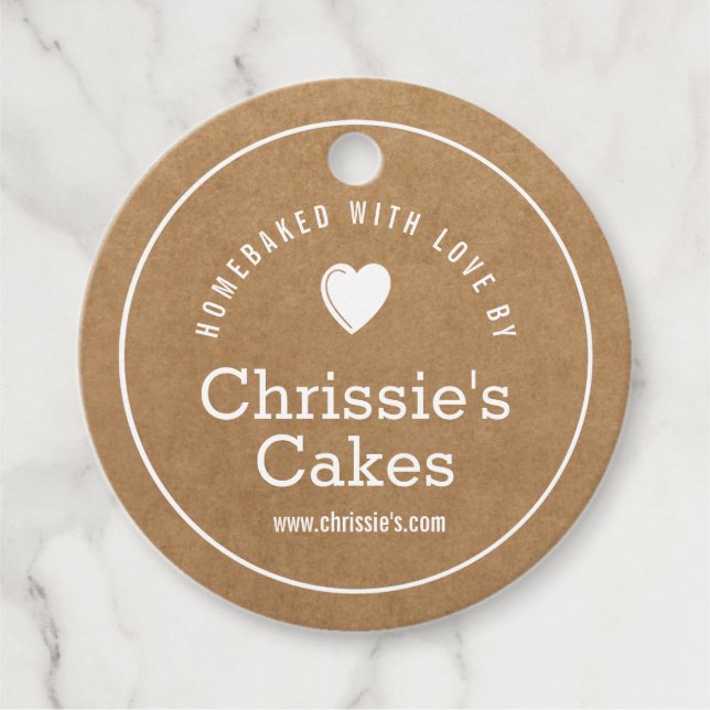 Hembakad med kärlek Kraft bakverk Gåvor Etiketter (Framsida)