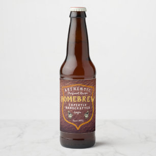 Hembryggd Äkta Originalrecept Falskt Läder Ölflaska Etikett