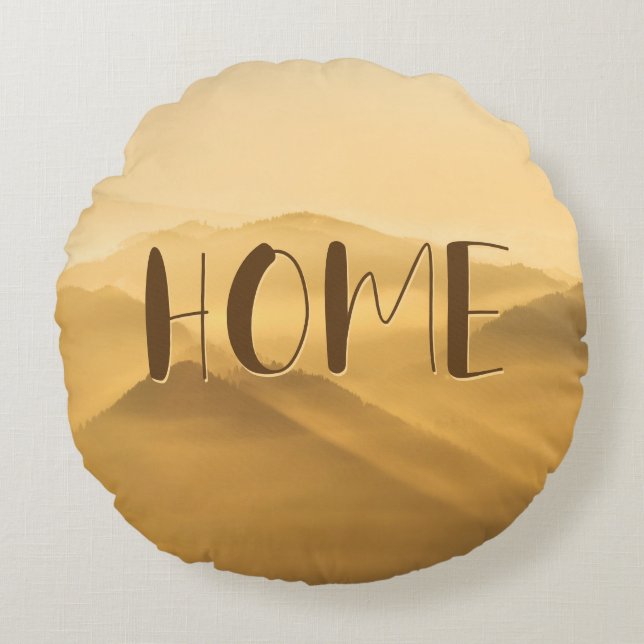 Hemcitat för morgondimma guld lagrar rund kudde (Framsidan)