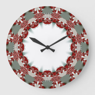 Hemdekaler: Red White Tribal Snöre Wall Clock Stor Klocka