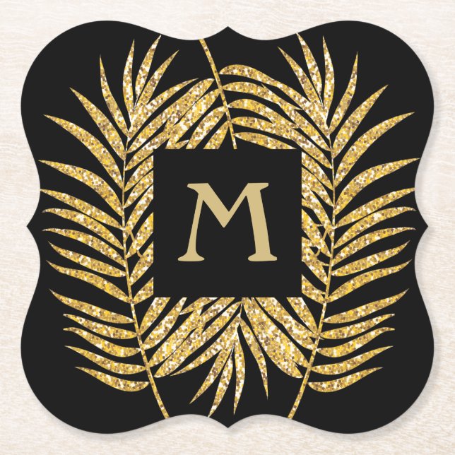 Hemdekretet för tropisk Guld-Glitter-Handflatan-Tr Underlägg Papper (Framsida)