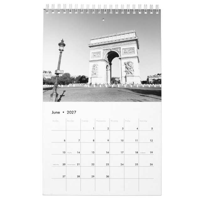 Hemdekretet i Black and White Paris Kalender (Jun 2027)