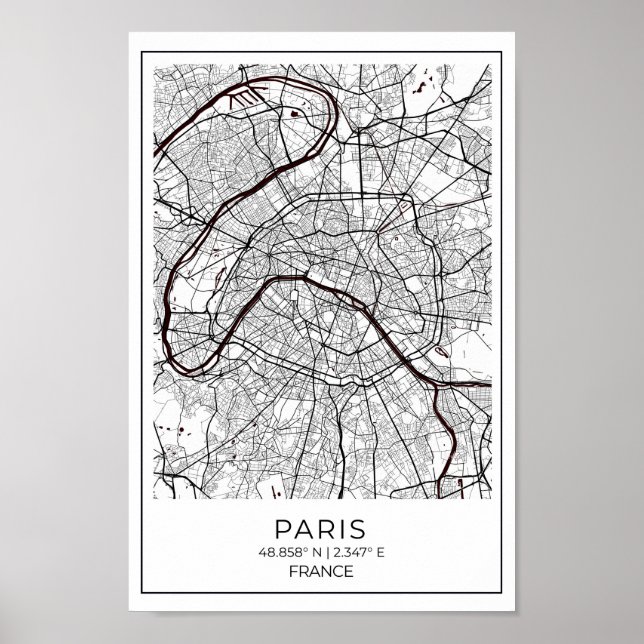 Hemdekretet Paris White Karta - Black and White Ka Poster (Framsidan)