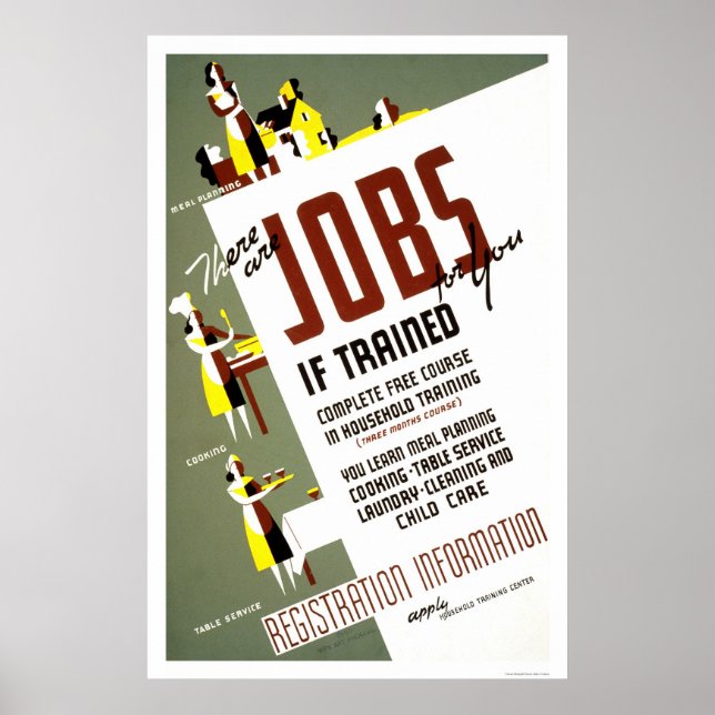 Hemekonomiutbildning 1940 WPA Poster (Framsidan)