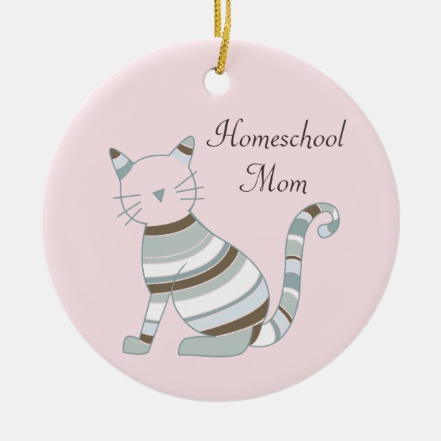Hemeschool Mamma Cat Theme Julgransprydnad Keramik (Framsidan)