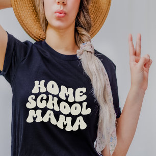 Hemeschool Mamma Retro Anpassningsbar Text Färg T Shirt