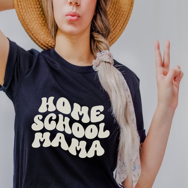 Hemeschool Mamma Retro Anpassningsbar Text Färg T Shirt (Skapare uppladdad)
