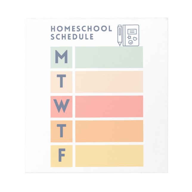 Hemeschool Schedule Pad Anteckningsblock (Framsida)