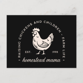 Hemestead mamma som uppfostrar kycklingar och barn helg vykort