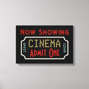 Hemfilmteatertecknet Biljett Cinema Art Canvastryck
