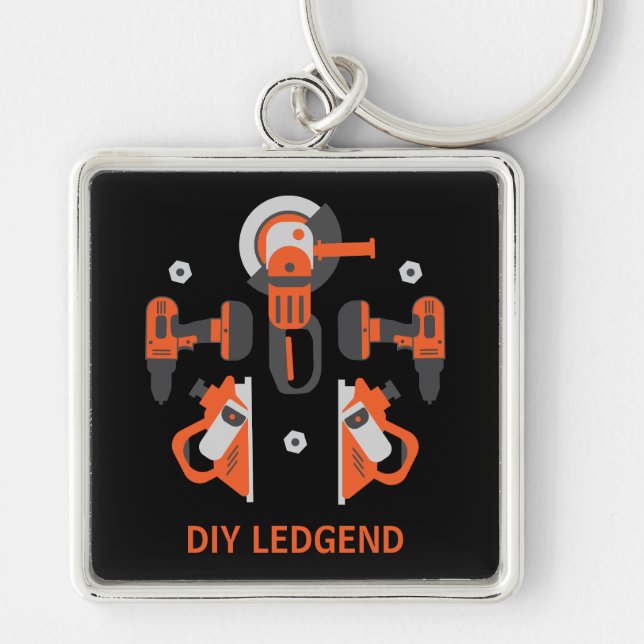 Hemförbättring Fyrkantig Silverfärgad Nyckelring (Framsidan)