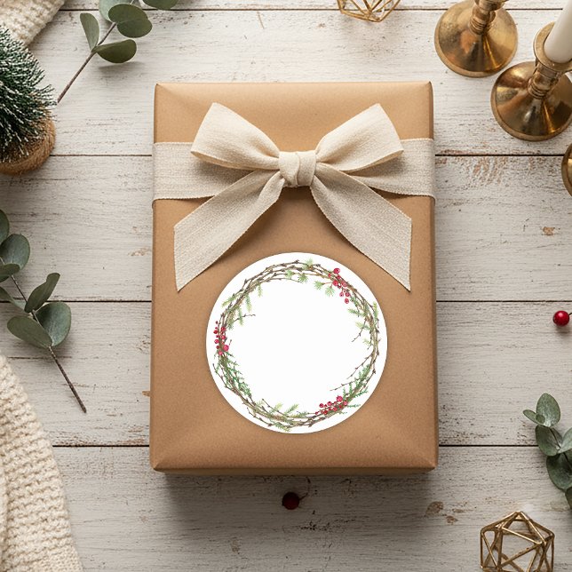 Hemgjord Julkrans i Rustik Stil Etikett (Skapare uppladdad)