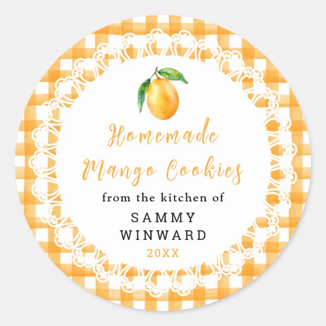 Hemgjord Mango Kex Etikett (Framsida)