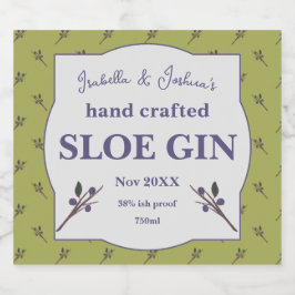 Hemgjord Sloe Gin-etikett Spritflaskor Etikett