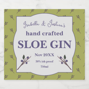Hemgjord Sloe Gin-etikett Spritflaskor Etikett
