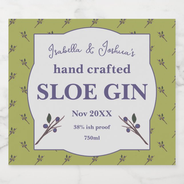 Hemgjord Sloe Gin-etikett Spritflaskor Etikett (Enkel etikett)