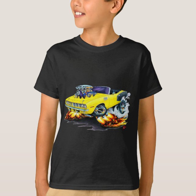 Hemi Cuda gul cabriolet 1971 Tee Shirt (Framsida)