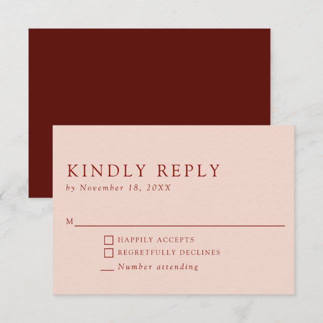 Hemian Bröllop vänligt Svara Elegant Burnt Orange OSA Kort (Fram/baksida)