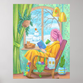 Hemillustration för Vinter mysiga hand plockade Poster