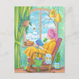 Hemillustration för Vinter mysiga hand plockade Vykort