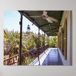 Hemingway House Balcony med View of Lighthouse Poster