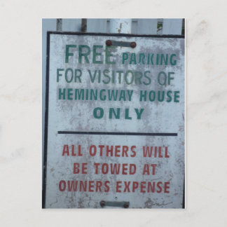 Hemingway House-besökare Parking-tecken Vykort