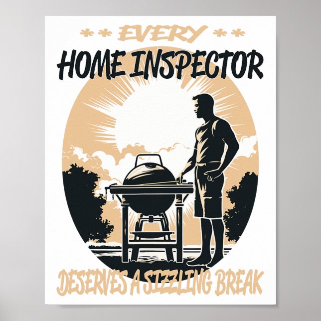 Heminspektör Funny Bbq Chef eller Grill Roligt Poster (Framsidan)