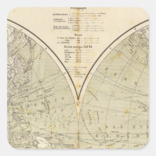 Hemisphere Atlas Karta Fyrkantigt Klistermärke