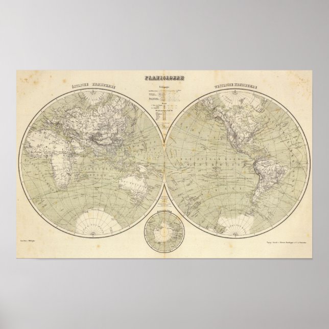 Hemisphere Atlas Karta Poster (Framsidan)