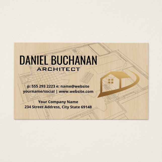 Hemkartavtryck | Trä | Architect Verktyg Visitkort (Framsidan)