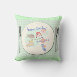 Hemkokning Funny Retro Food Mealtime Slogan Kudde