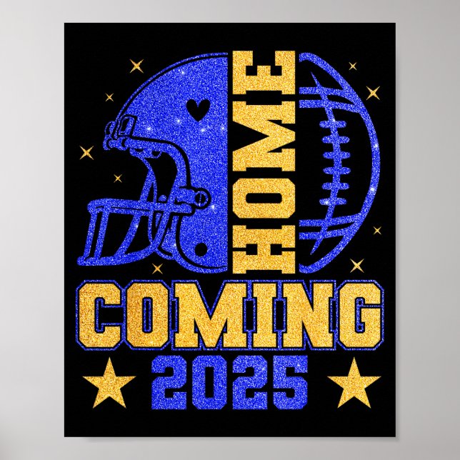 Hemkomst 2025 Hoco Fotboll Mama Flicka Blå Guld  Poster (Framsidan)
