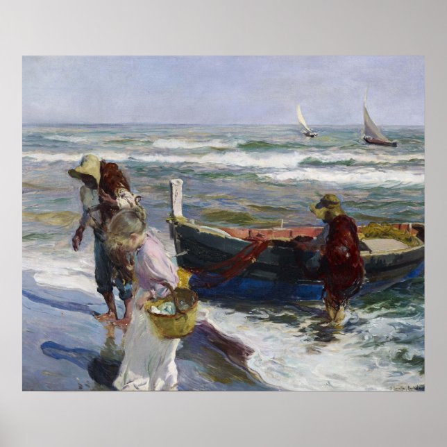 Hemkomst från fiske, Joaquin Sorolla y Bastida Poster (Framsidan)