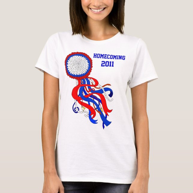 HemkomstT-tröja in med röd vit- och blåttmorsa T Shirt (Framsida)