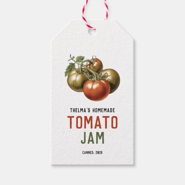 Hemkonserverad tomatkonfitur  presentetikett (Framsidan)