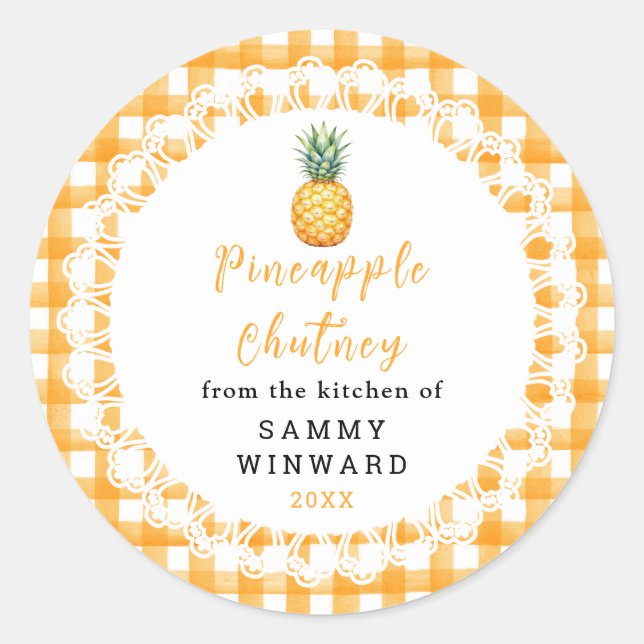 Hemlagad Ananas Chutney Burk Etikett (Framsida)
