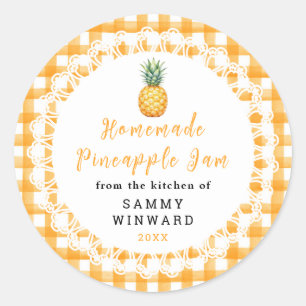 Hemlagad ananas syltetikett runt klistermärke