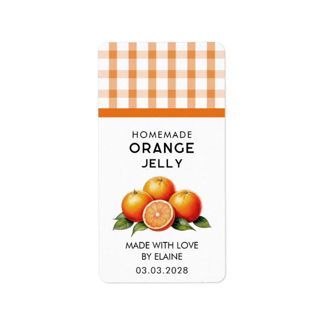 Hemlagad apelsingelé med rutmönster adressetikett (Framsidan)