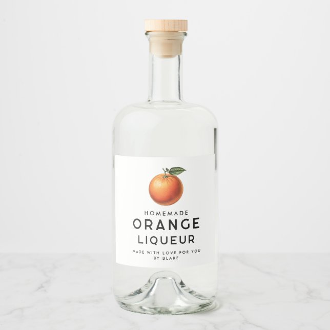 Hemlagad apelsinlikör med apelsin spritflaskor etikett (Framsida)
