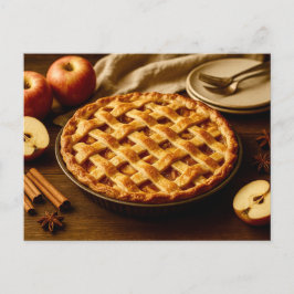 Hemlagad Äppelpaj Thanksgiving Höst Postkort Helg Vykort