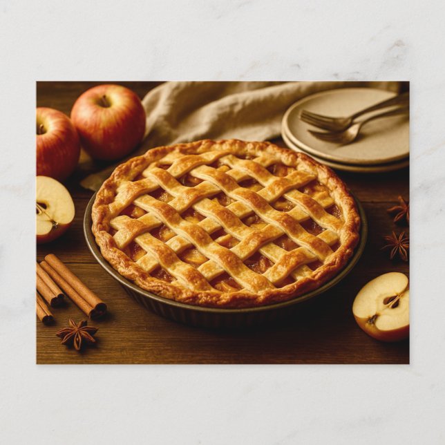 Hemlagad Äppelpaj Thanksgiving Höst Postkort Helg Vykort (Framsida)