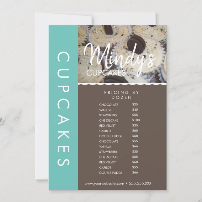 Hemlagad Bageri Cupcakes Flyer Prislista B Inbjudningar (Framsida)
