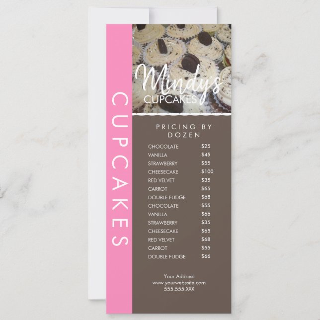 Hemlagad Bageri Cupcakes Flyer Prislista C Inbjudningar (Framsida)