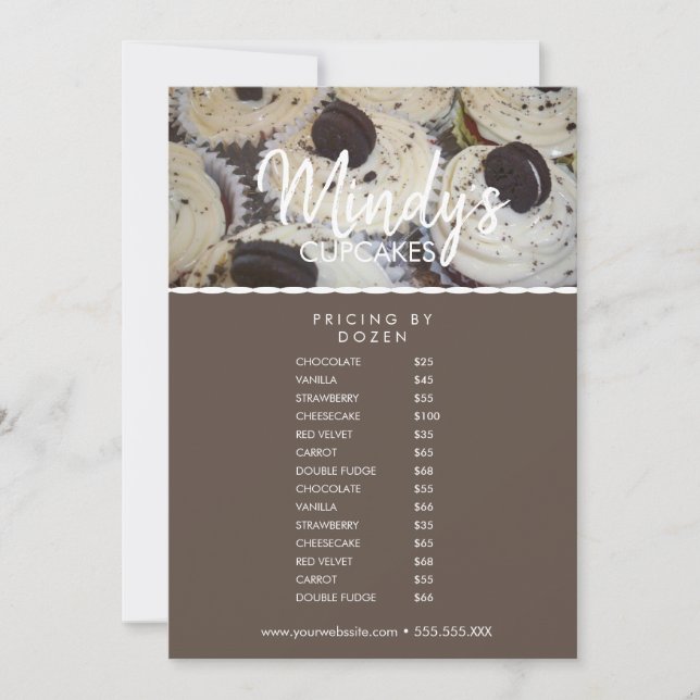 Hemlagad Bageri Cupcakes Flyer Prislista Inbjudningar (Framsida)