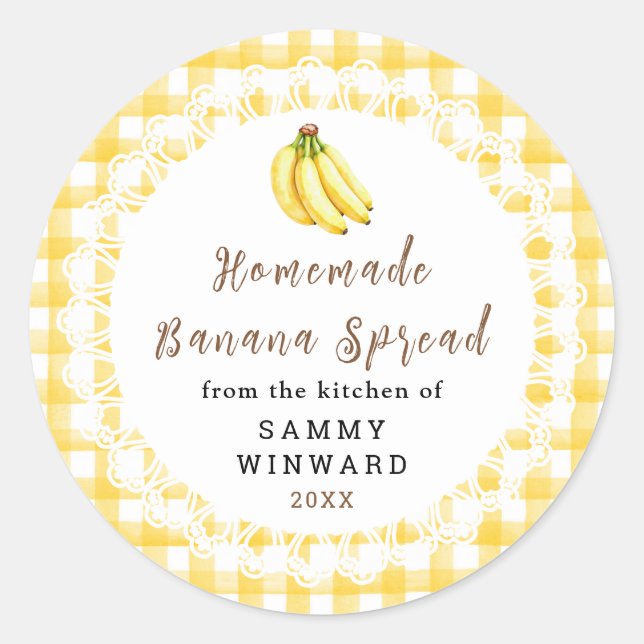 Hemlagad Bananpålägg Burk Etikett (Framsida)