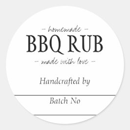 Hemlagad BBQ Rub Barbeque Kryddblandning Burk Runt Klistermärke