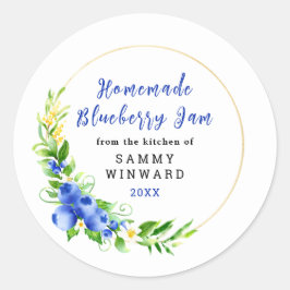 Hemlagad blåbärsmarmelad burklabel runt klistermärke