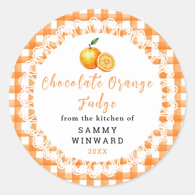 Hemlagad Choklad Apelsin Fudge Etikett (Framsida)